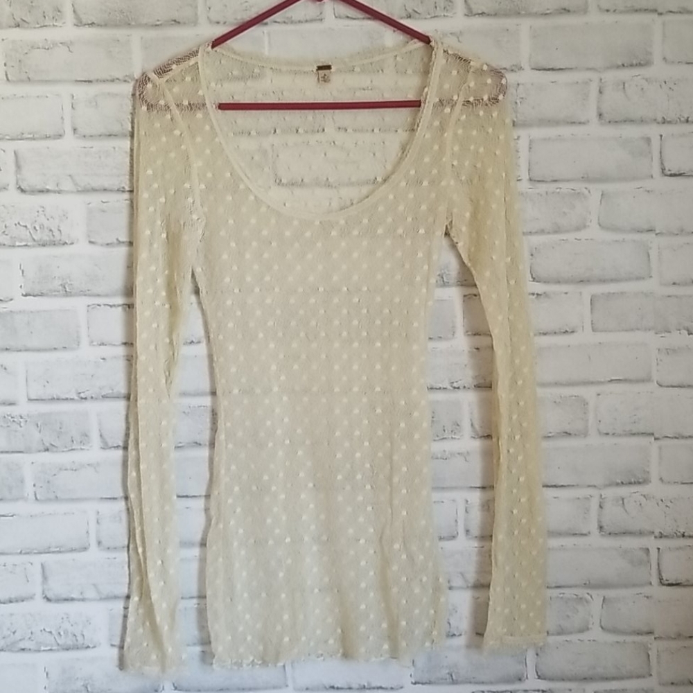 Free People Long Sleeve Lace Top